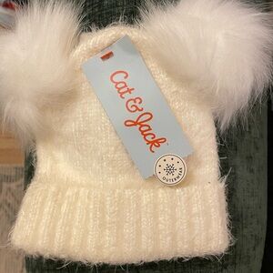 CAT & JACK - Girls double pom snow beanie and mitten set